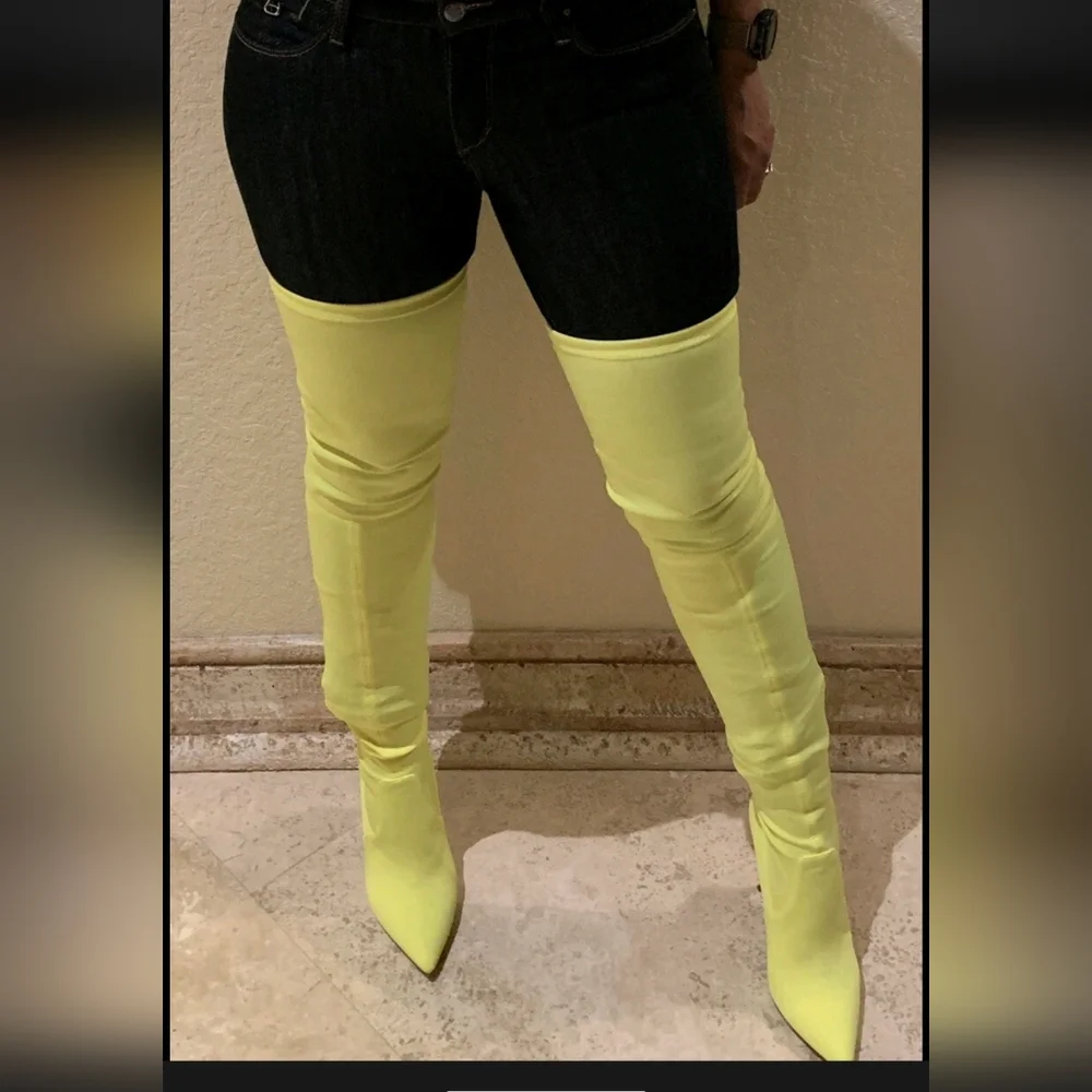 Steve Madden Bright Green Over the Knee Boots - Picture 2 of 10